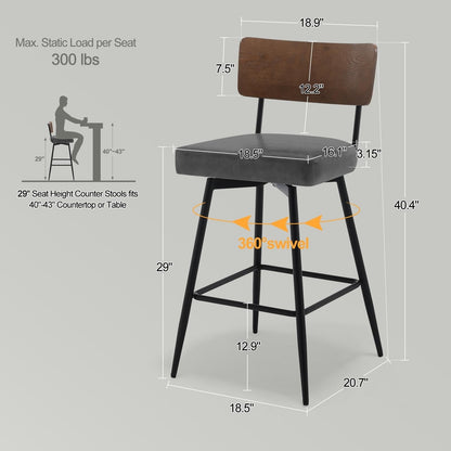 Faux Leather Upholstered Swivel Counter/Bar Stools Set of 2/3/4