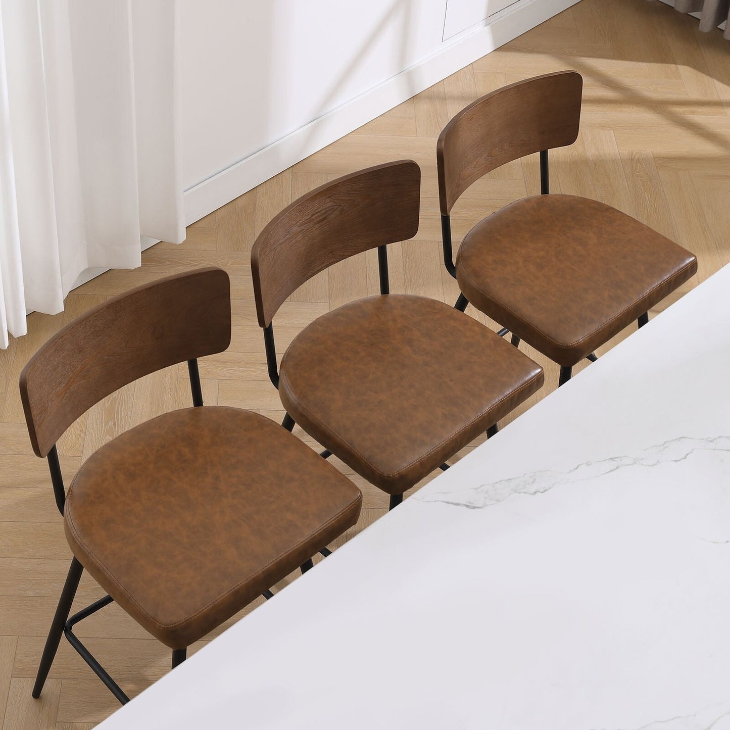 Faux Leather Upholstered Swivel Counter/Bar Stools Set of 2/3/4