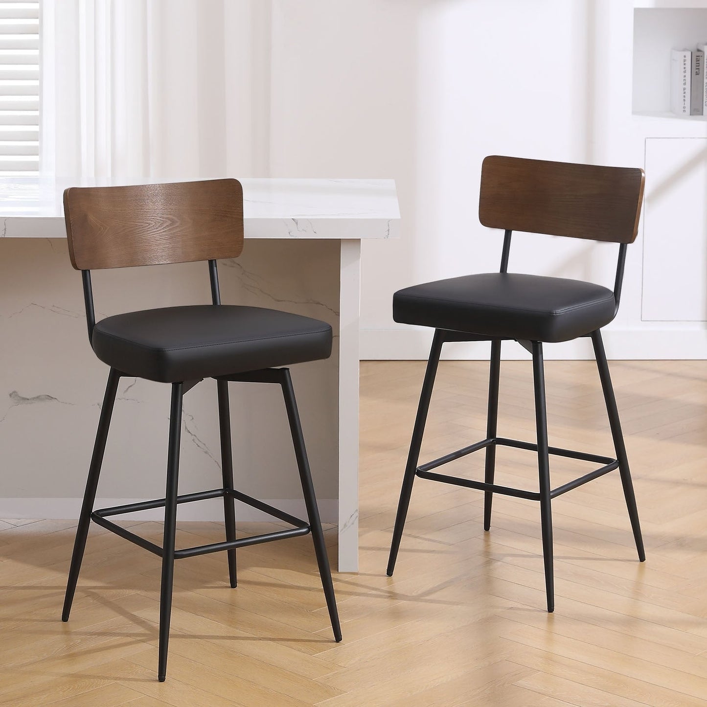Faux Leather Upholstered Swivel Counter/Bar Stools Set of 2/3/4