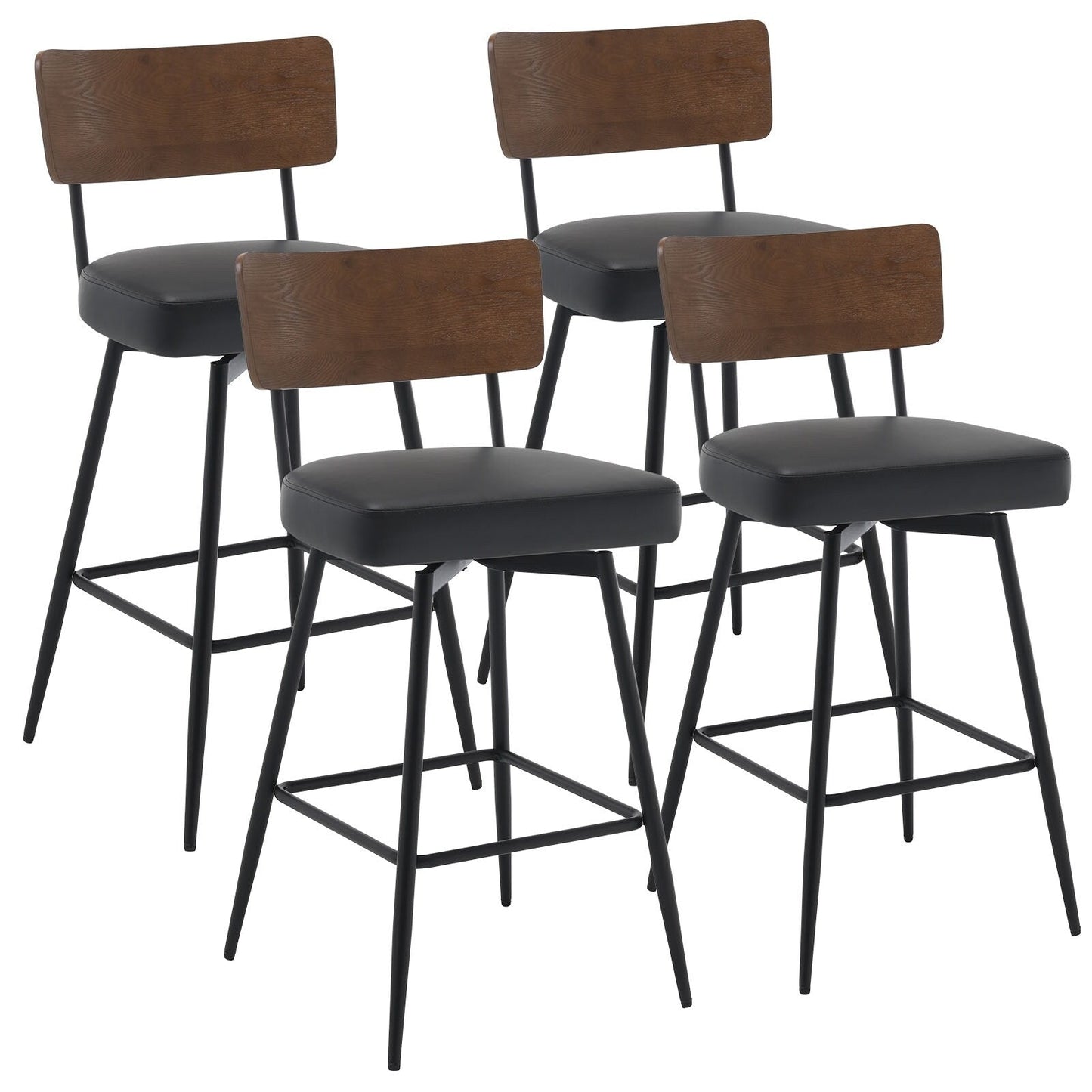 Faux Leather Upholstered Swivel Counter/Bar Stools Set of 2/3/4