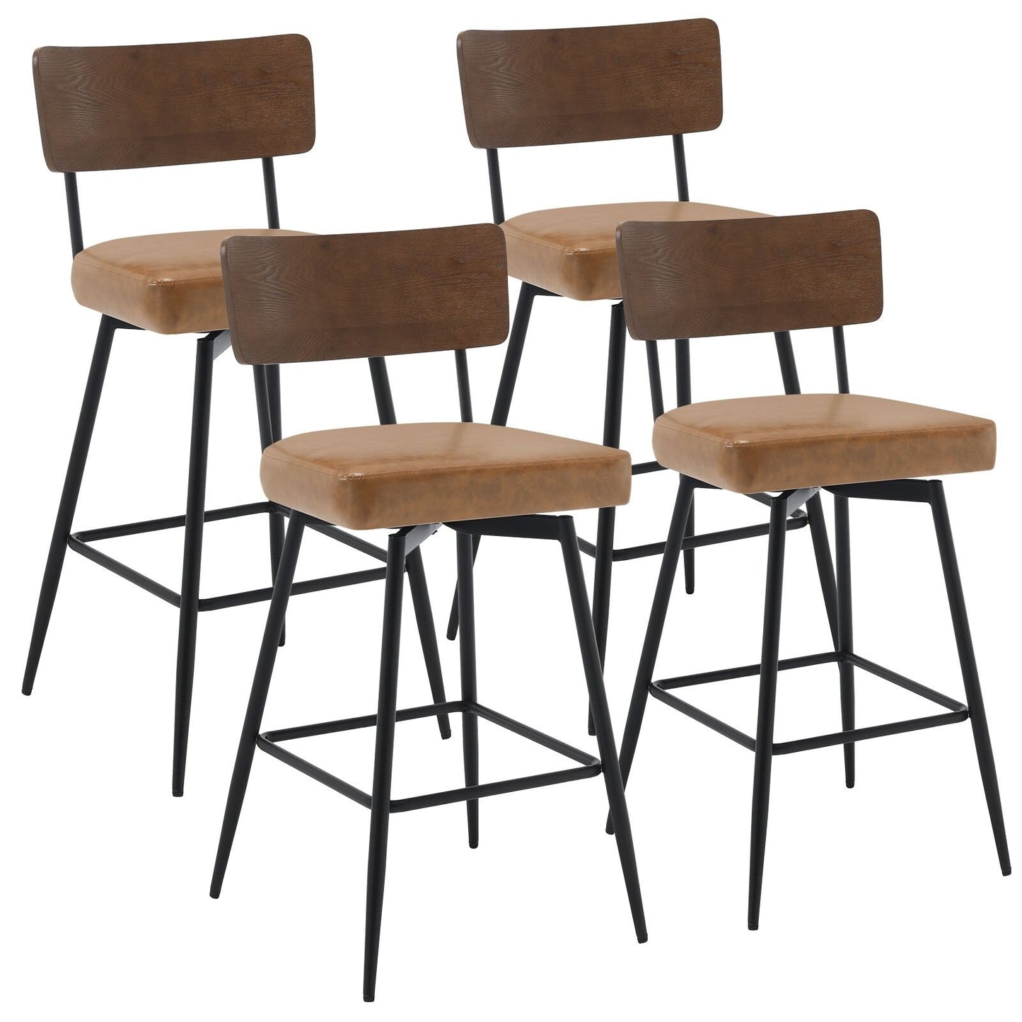 Faux Leather Upholstered Swivel Counter/Bar Stools Set of 2/3/4