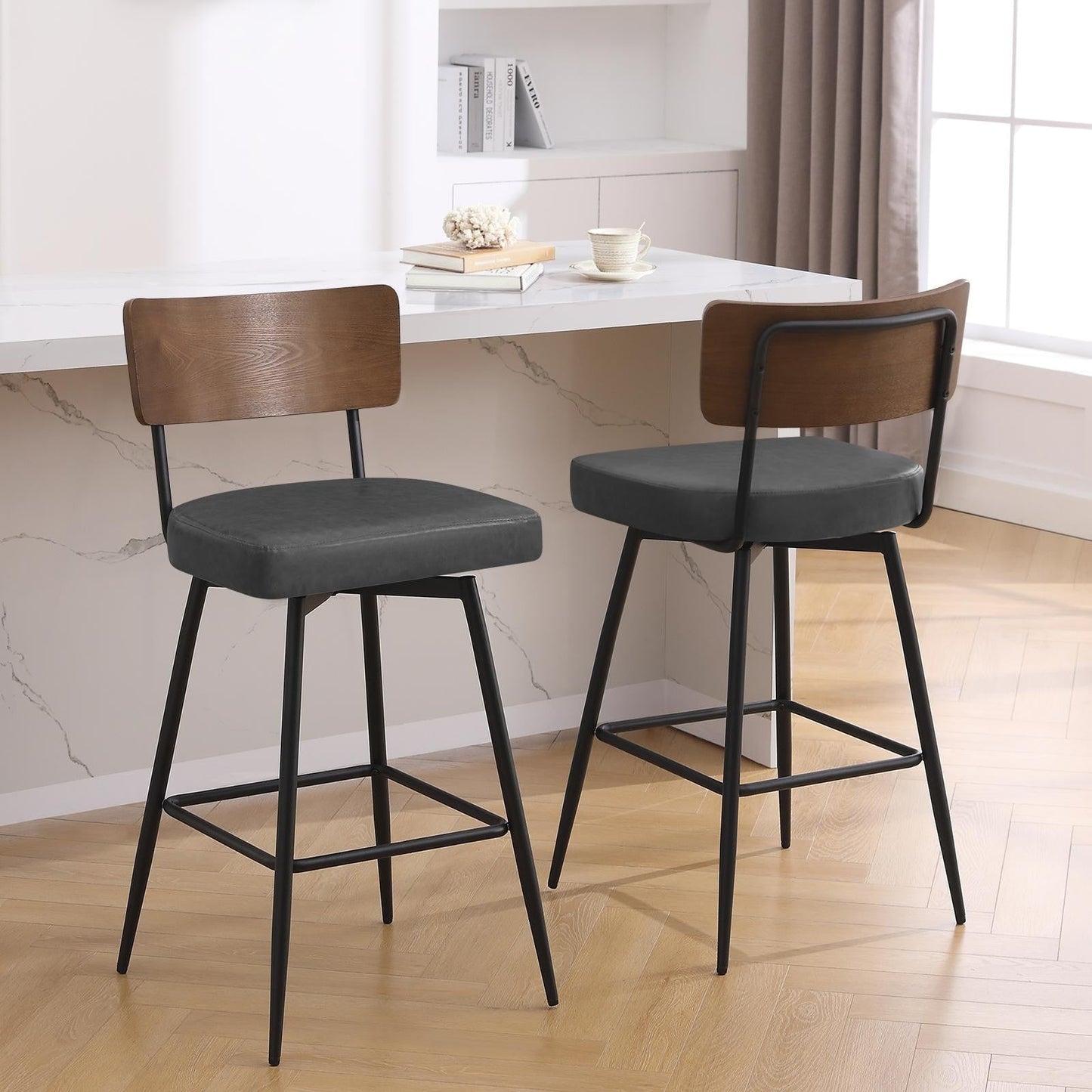 Faux Leather Upholstered Swivel Counter/Bar Stools Set of 2/3/4