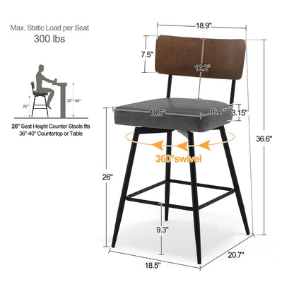 Faux Leather Upholstered Swivel Counter/Bar Stools Set of 2/3/4