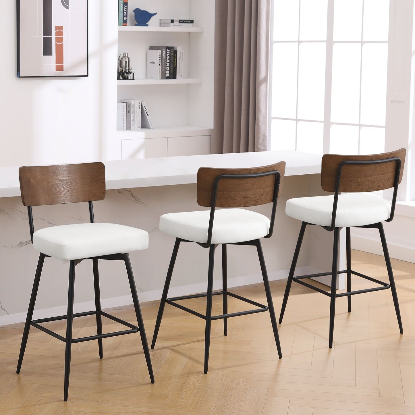 Faux Leather Upholstered Swivel Counter/Bar Stools Set of 2/3/4