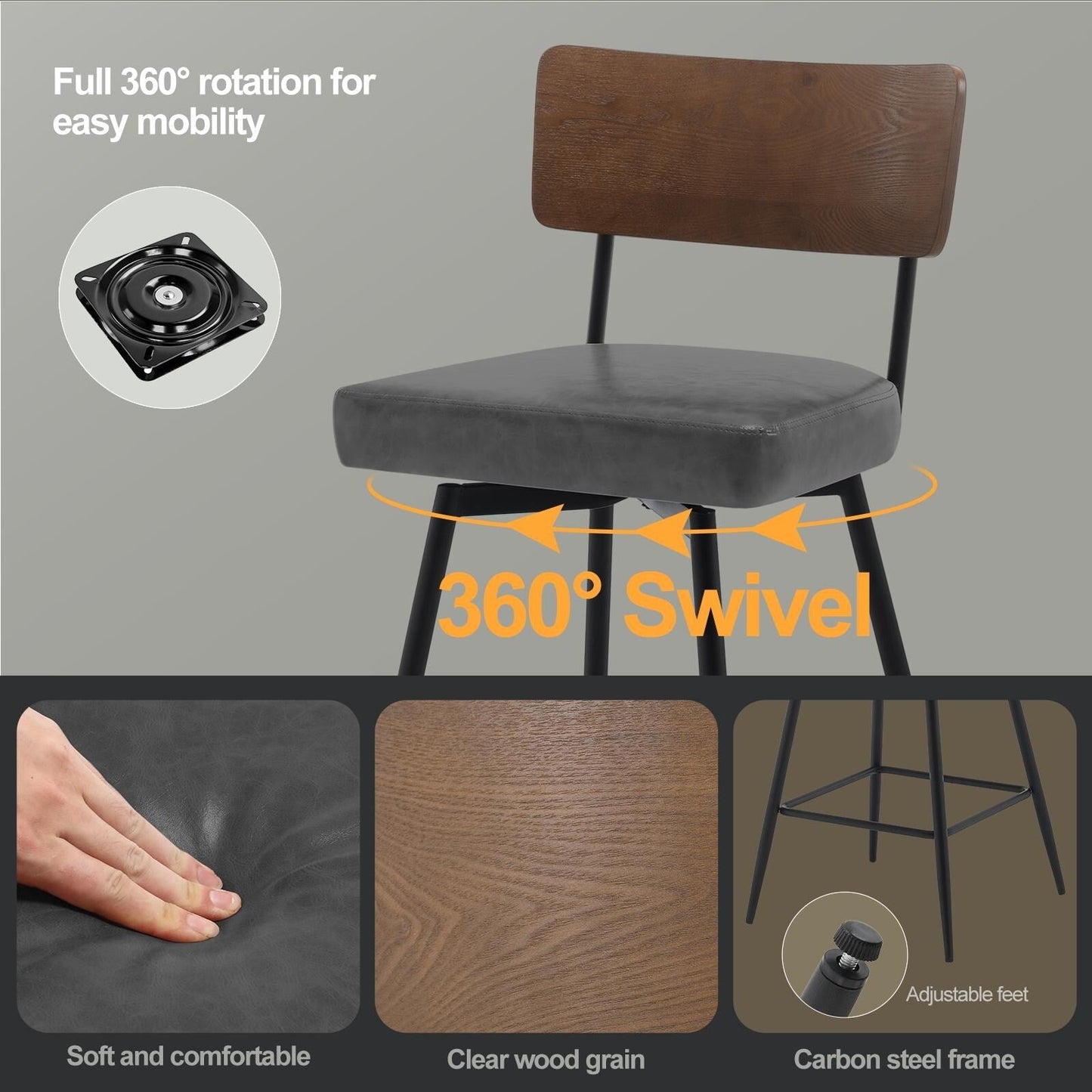 Faux Leather Upholstered Swivel Counter/Bar Stools Set of 2/3/4