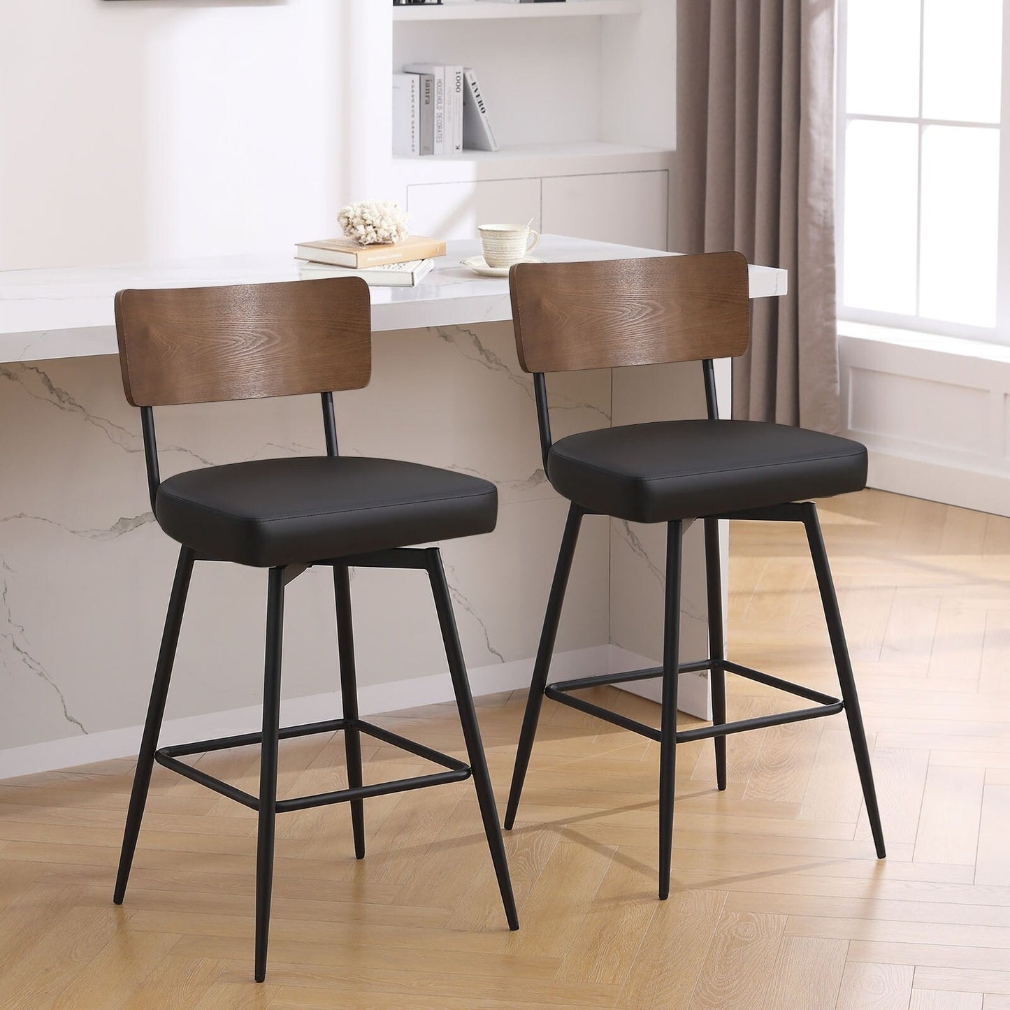 Faux Leather Upholstered Swivel Counter/Bar Stools Set of 2/3/4