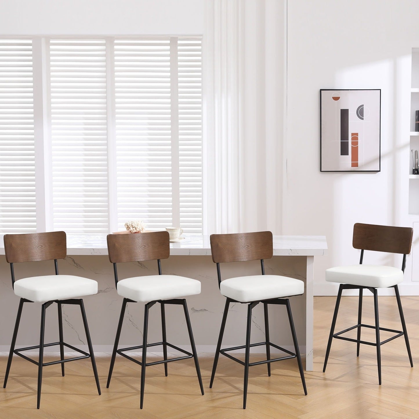 Faux Leather Upholstered Swivel Counter/Bar Stools Set of 2/3/4