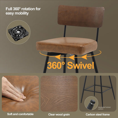 Faux Leather Upholstered Swivel Counter/Bar Stools Set of 2/3/4