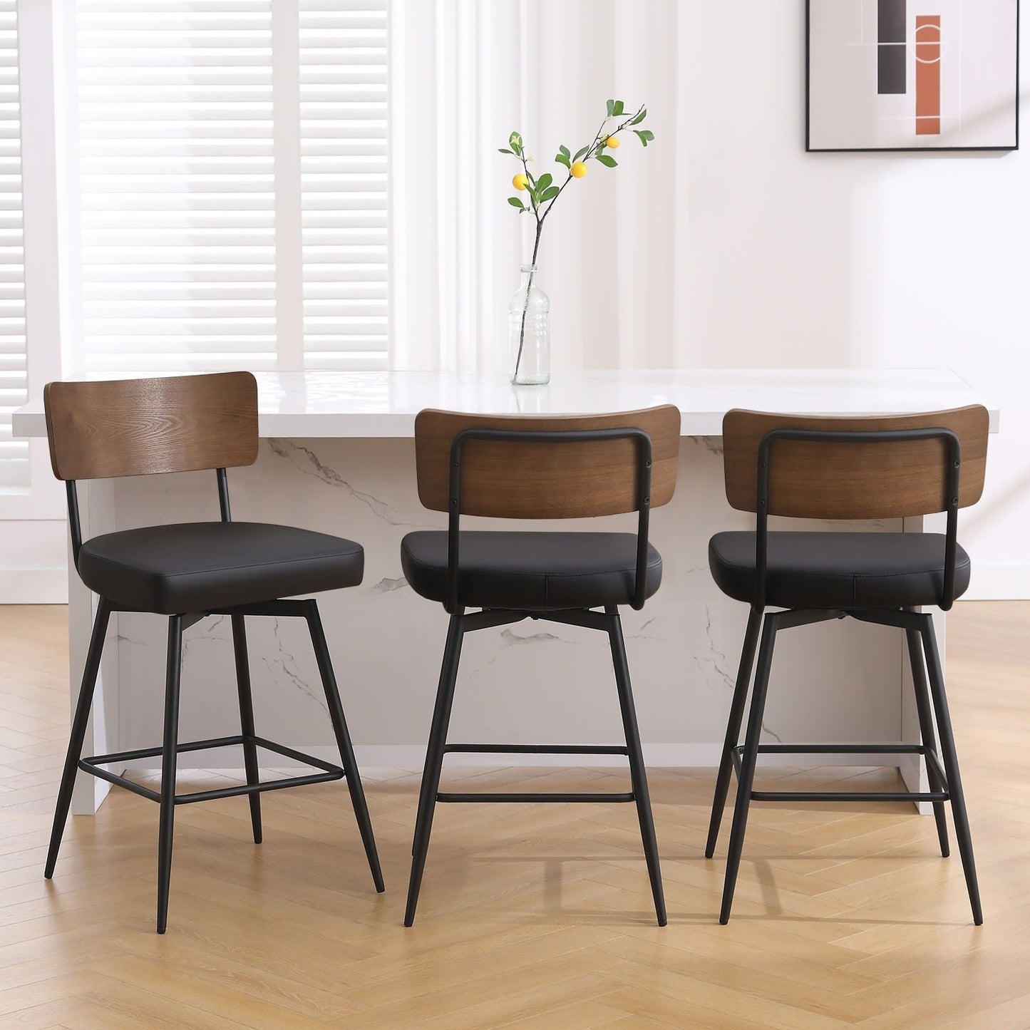 Faux Leather Upholstered Swivel Counter/Bar Stools Set of 2/3/4
