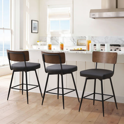 Faux Leather Upholstered Swivel Counter/Bar Stools Set of 2/3/4
