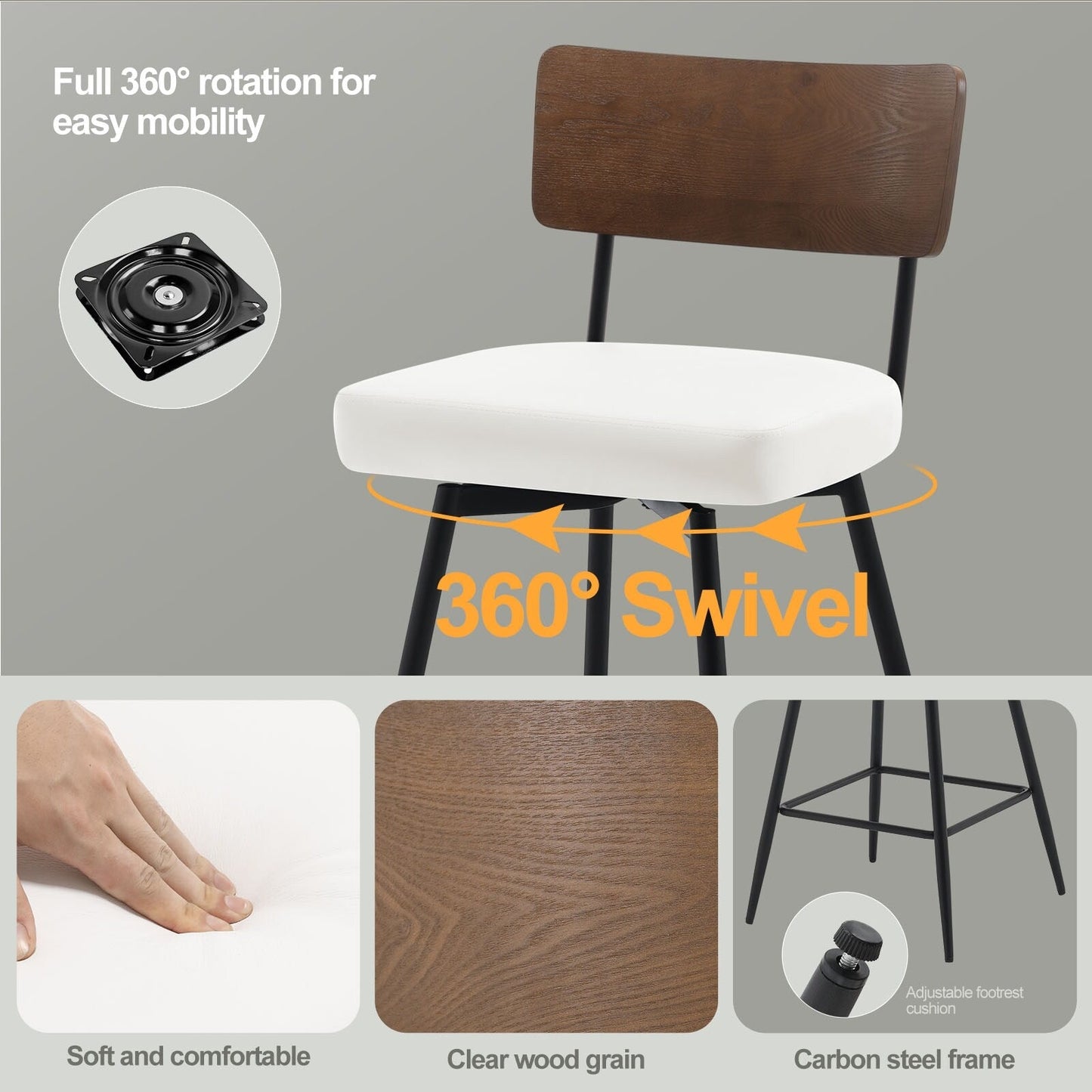 Faux Leather Upholstered Swivel Counter/Bar Stools Set of 2/3/4