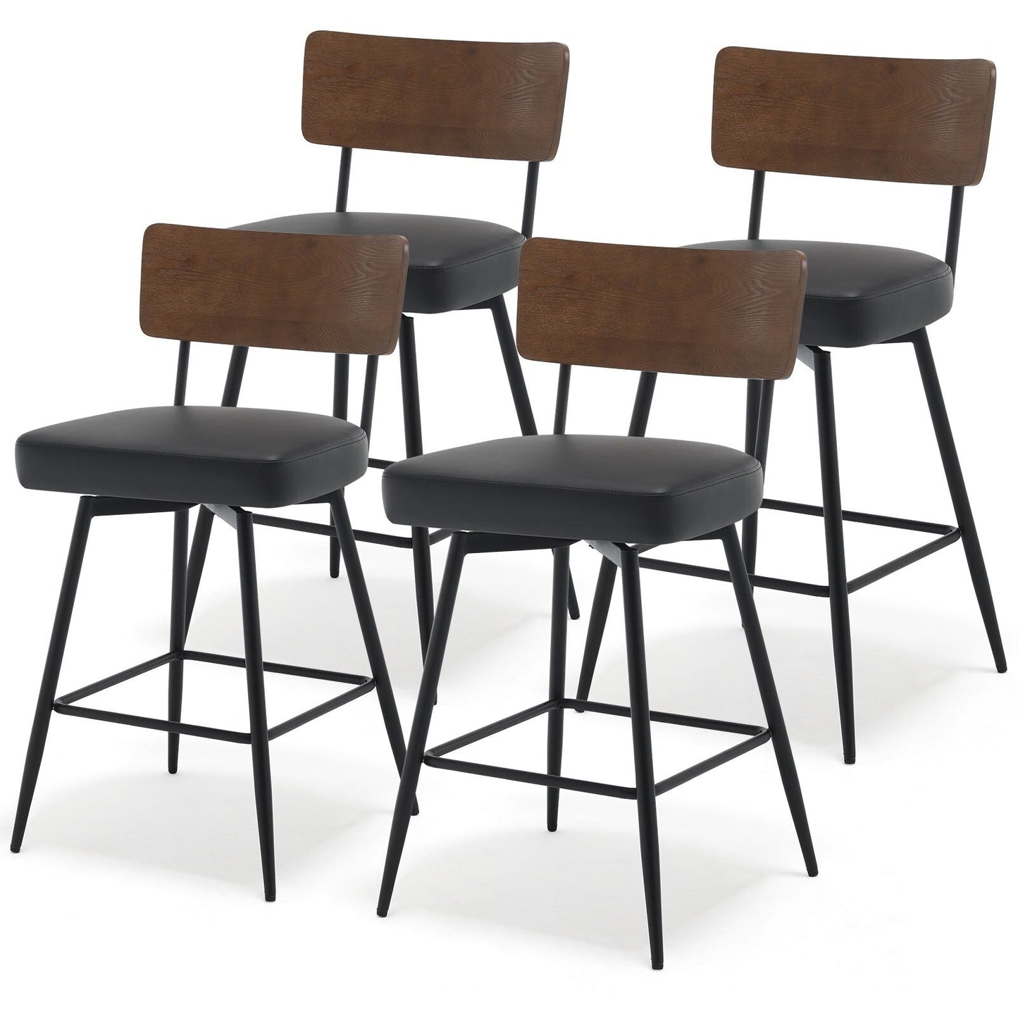 Faux Leather Upholstered Swivel Counter/Bar Stools Set of 2/3/4