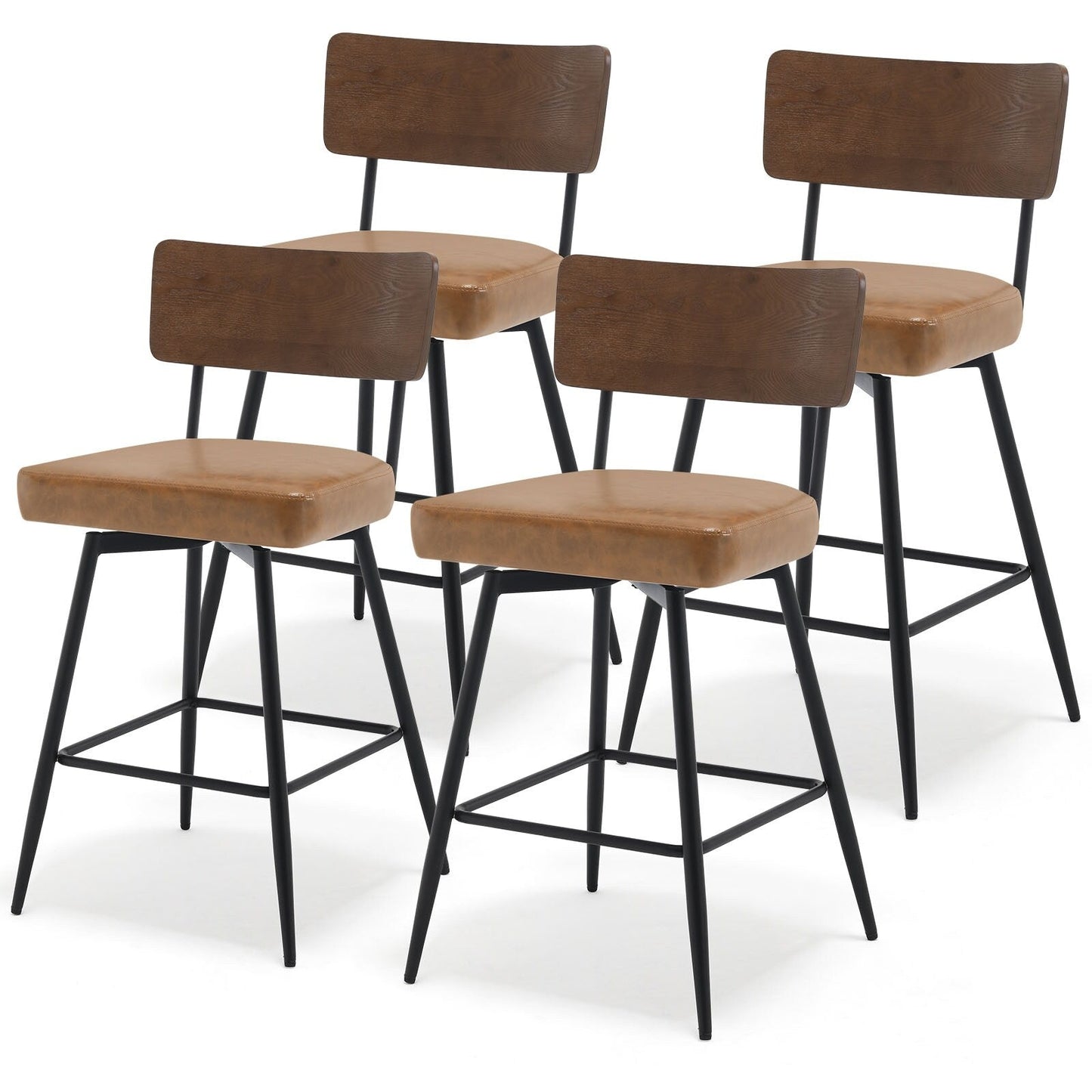 Faux Leather Upholstered Swivel Counter/Bar Stools Set of 2/3/4