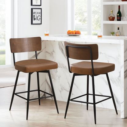 Faux Leather Upholstered Swivel Counter/Bar Stools Set of 2/3/4