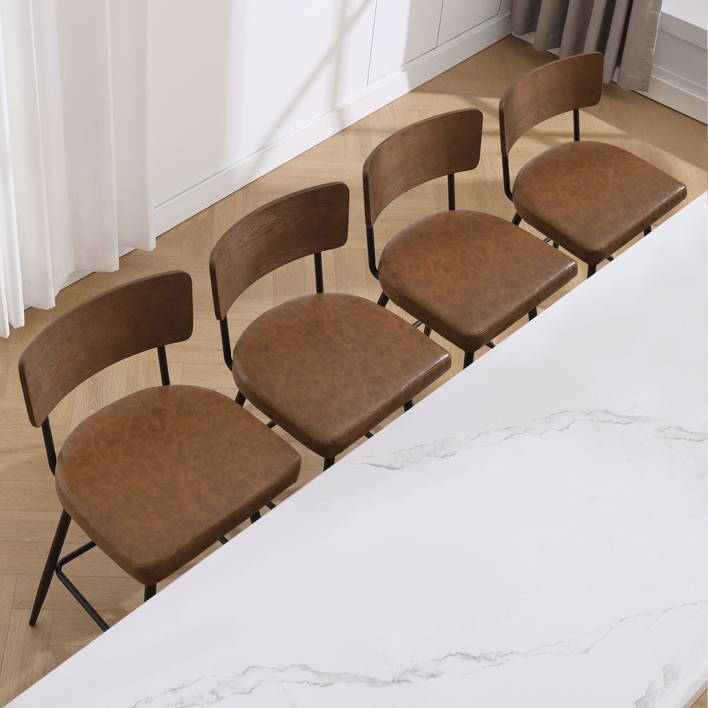 Faux Leather Upholstered Swivel Counter/Bar Stools Set of 2/3/4