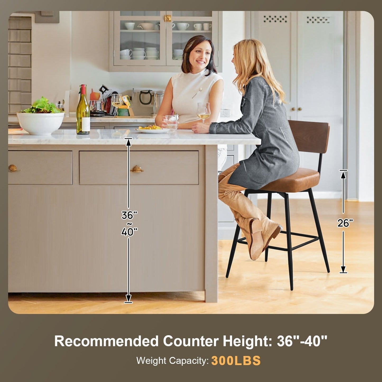 Faux Leather Upholstered Swivel Counter/Bar Stools Set of 2/3/4