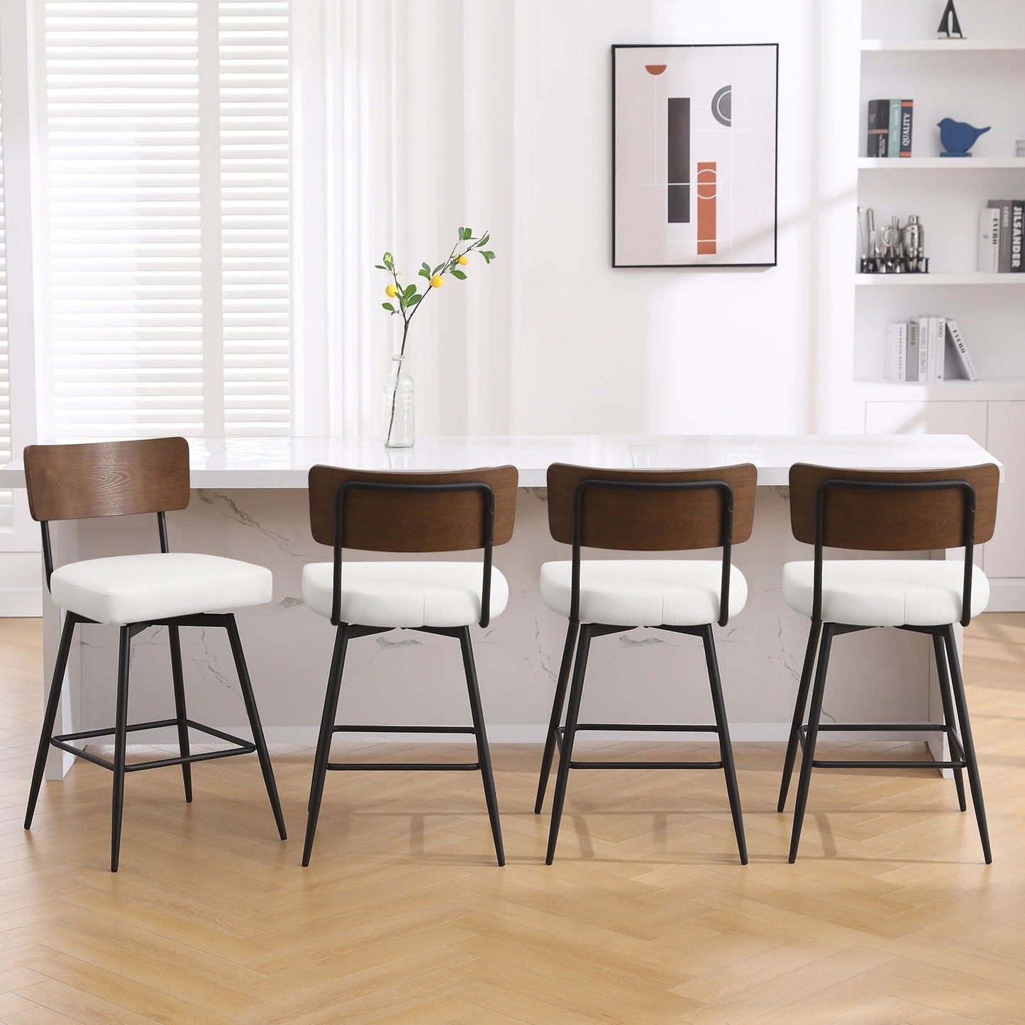 Faux Leather Upholstered Swivel Counter/Bar Stools Set of 2/3/4