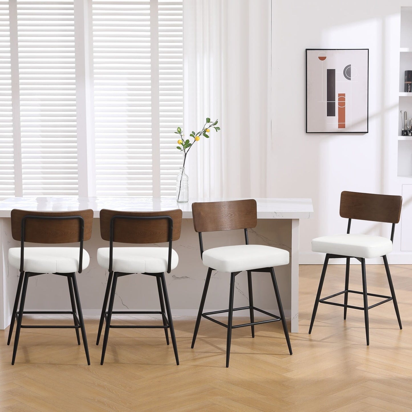 Faux Leather Upholstered Swivel Counter/Bar Stools Set of 2/3/4