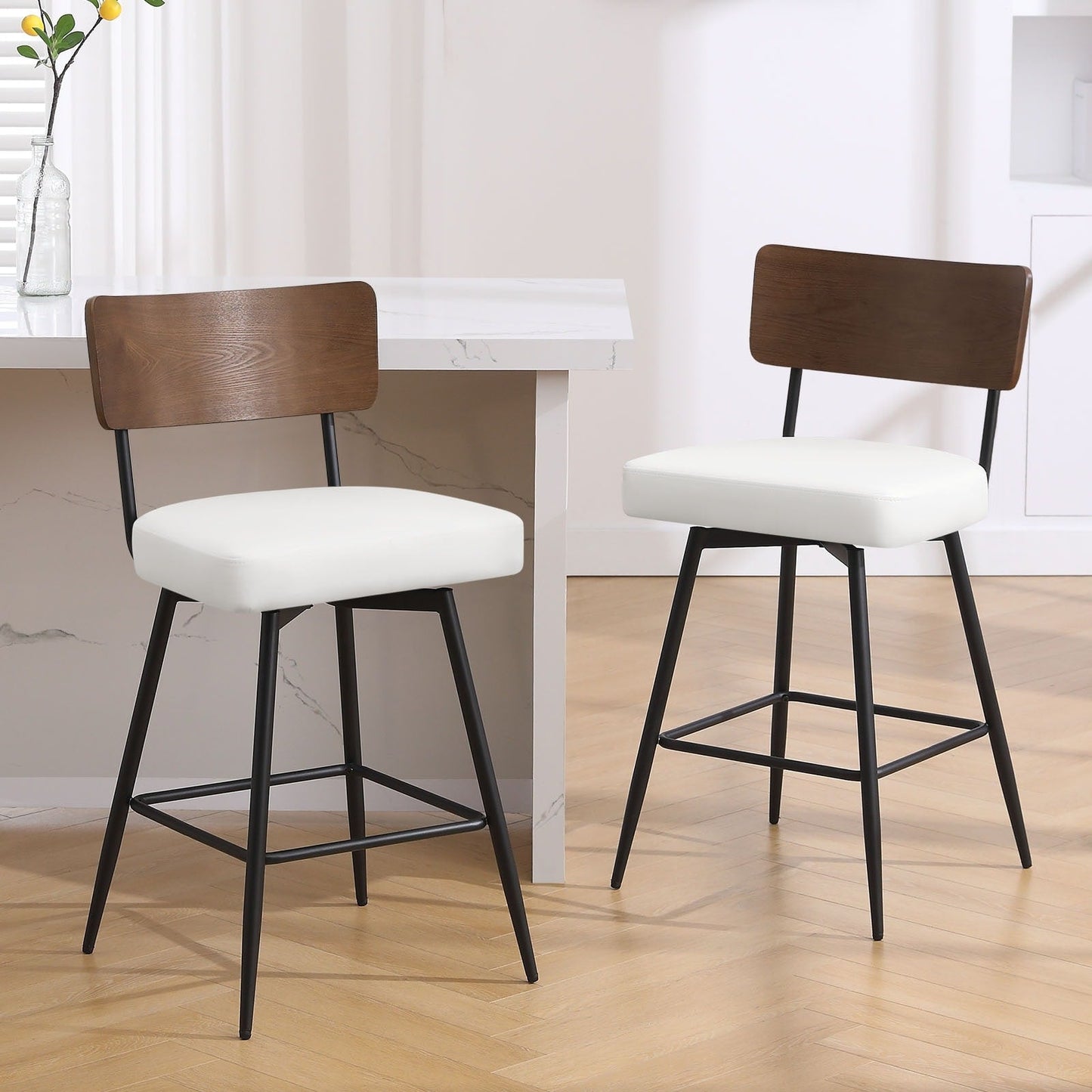 Faux Leather Upholstered Swivel Counter/Bar Stools Set of 2/3/4