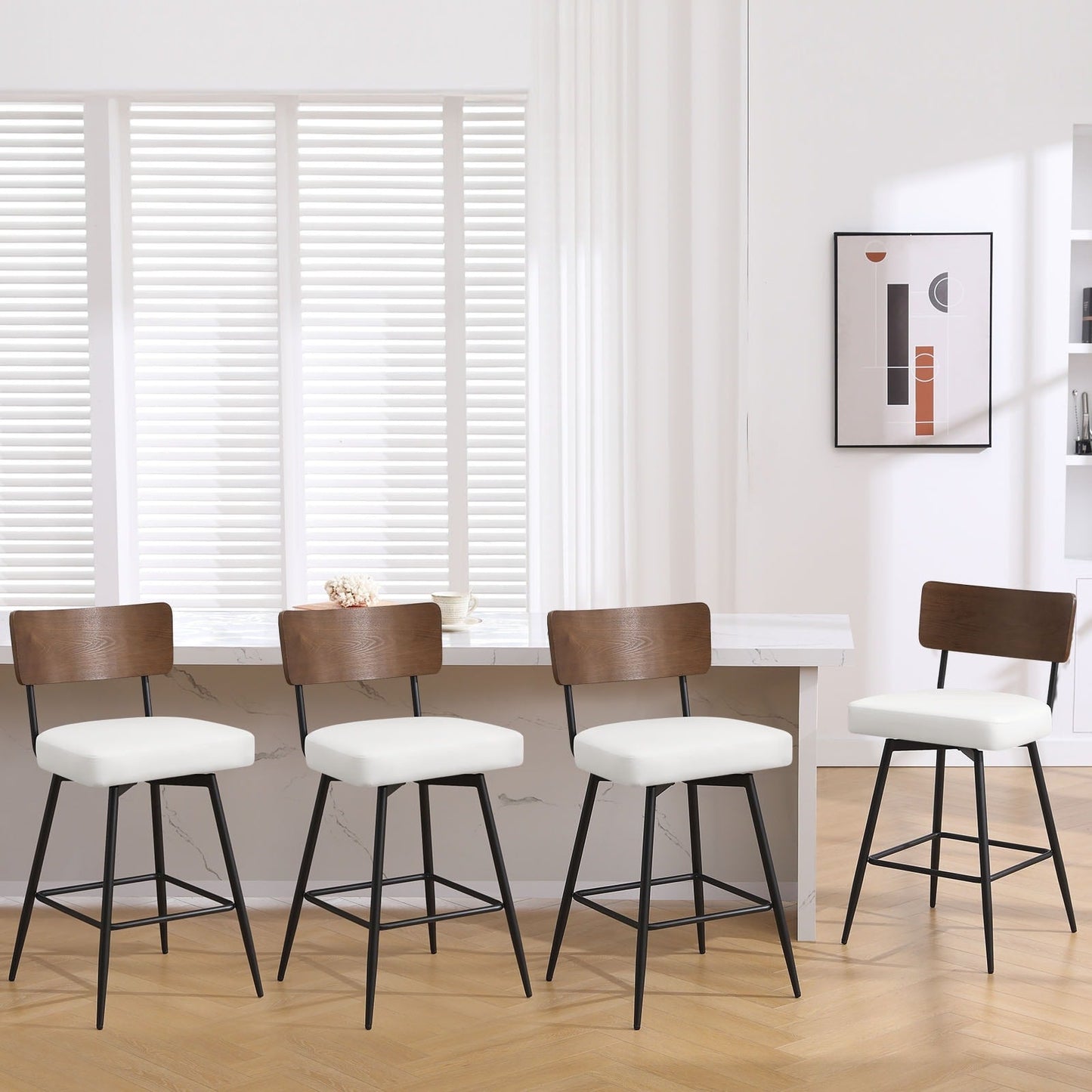 Faux Leather Upholstered Swivel Counter/Bar Stools Set of 2/3/4