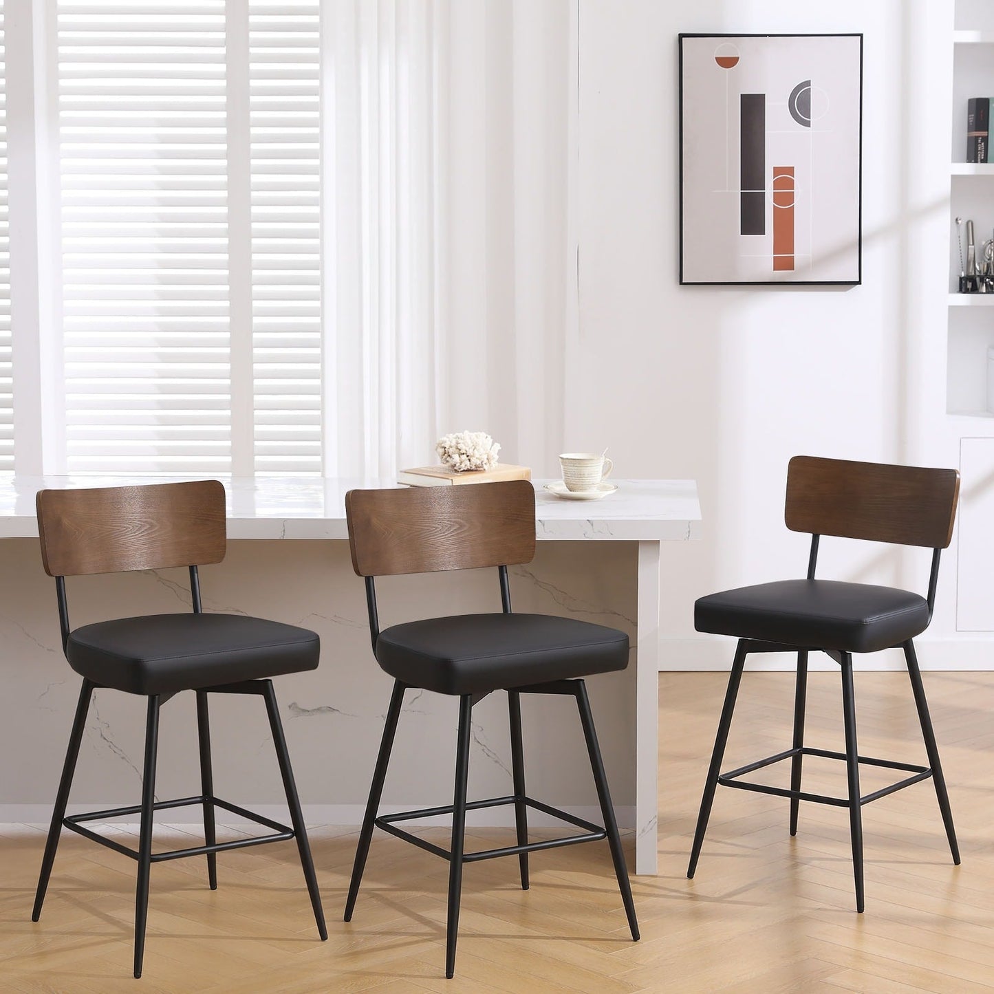 Faux Leather Upholstered Swivel Counter/Bar Stools Set of 2/3/4