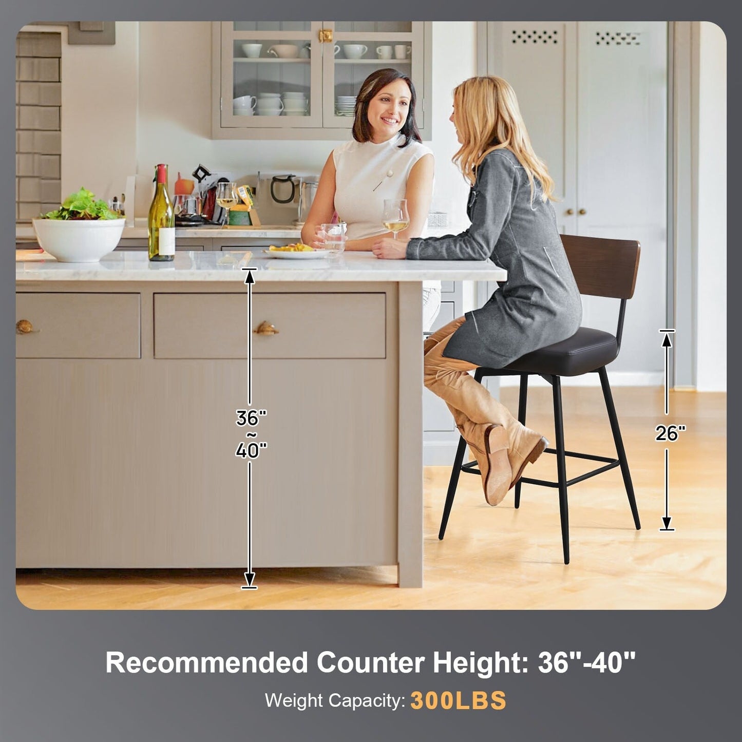 Faux Leather Upholstered Swivel Counter/Bar Stools Set of 2/3/4