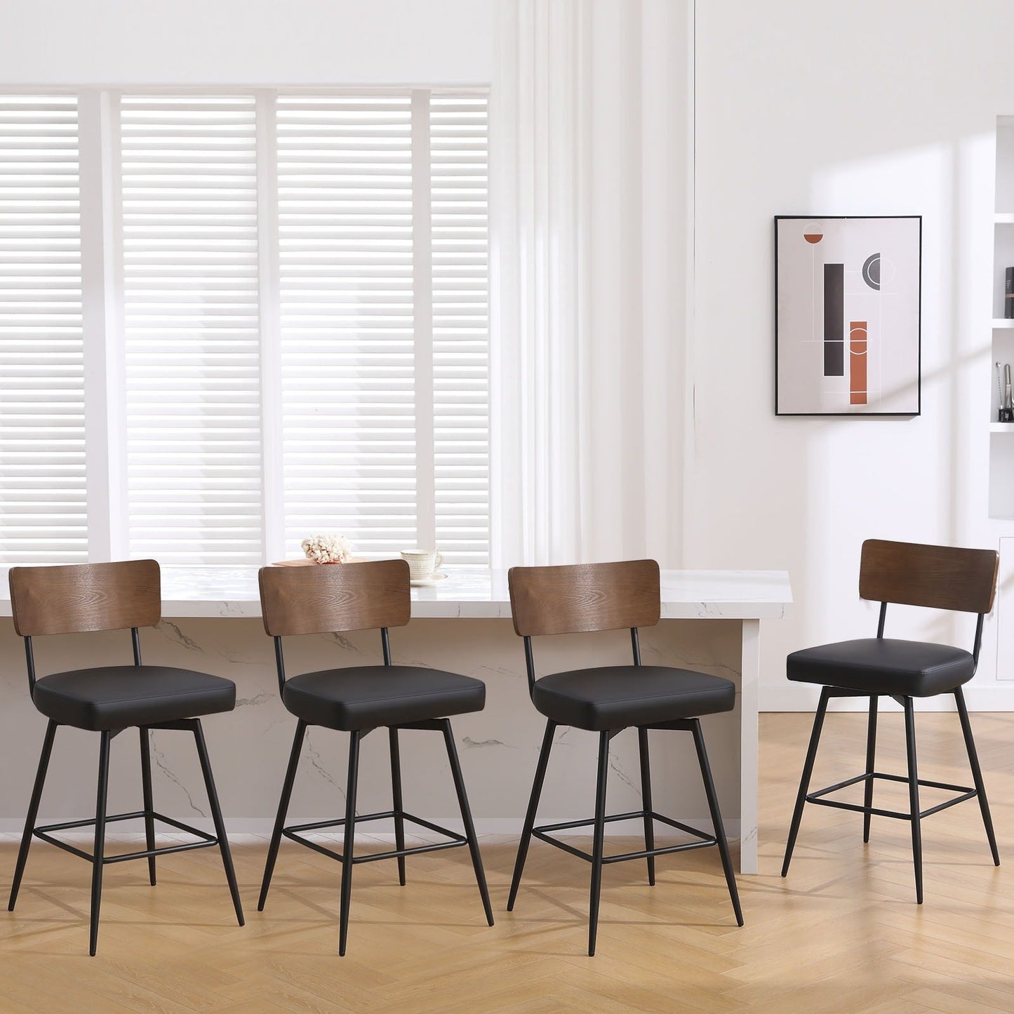 Faux Leather Upholstered Swivel Counter/Bar Stools Set of 2/3/4