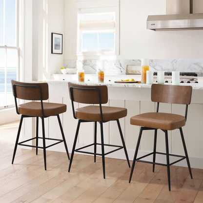 Faux Leather Upholstered Swivel Counter/Bar Stools Set of 2/3/4