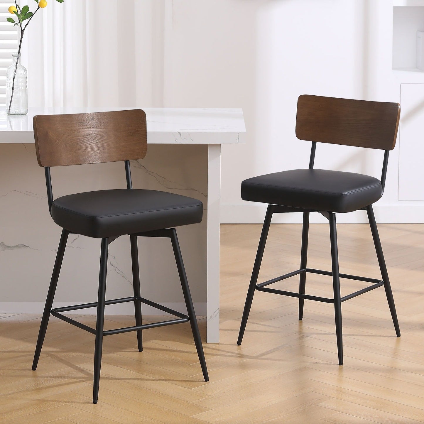 Faux Leather Upholstered Swivel Counter/Bar Stools Set of 2/3/4