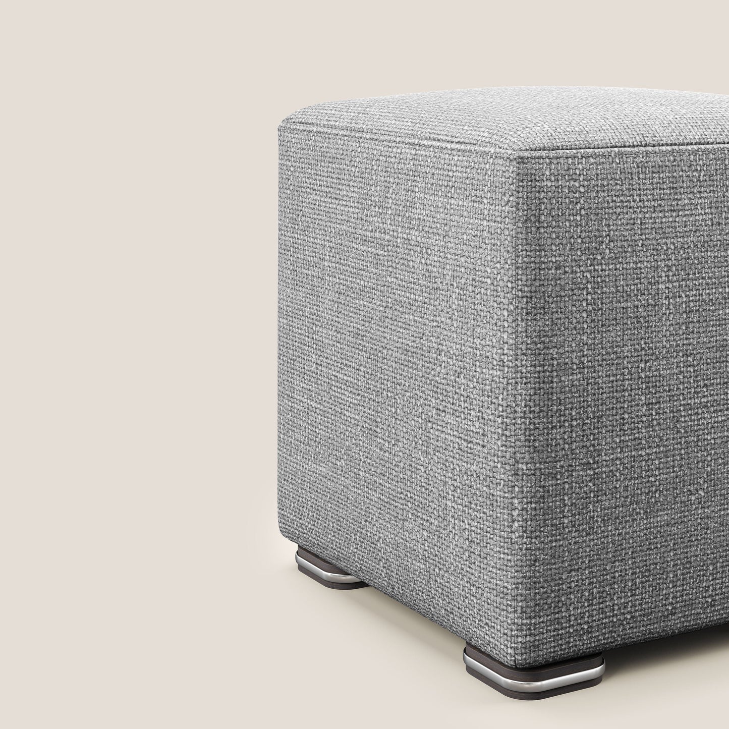 Pouf Cube in morbido tessuto impermeabile ad intreccio melangiato T06 grigio