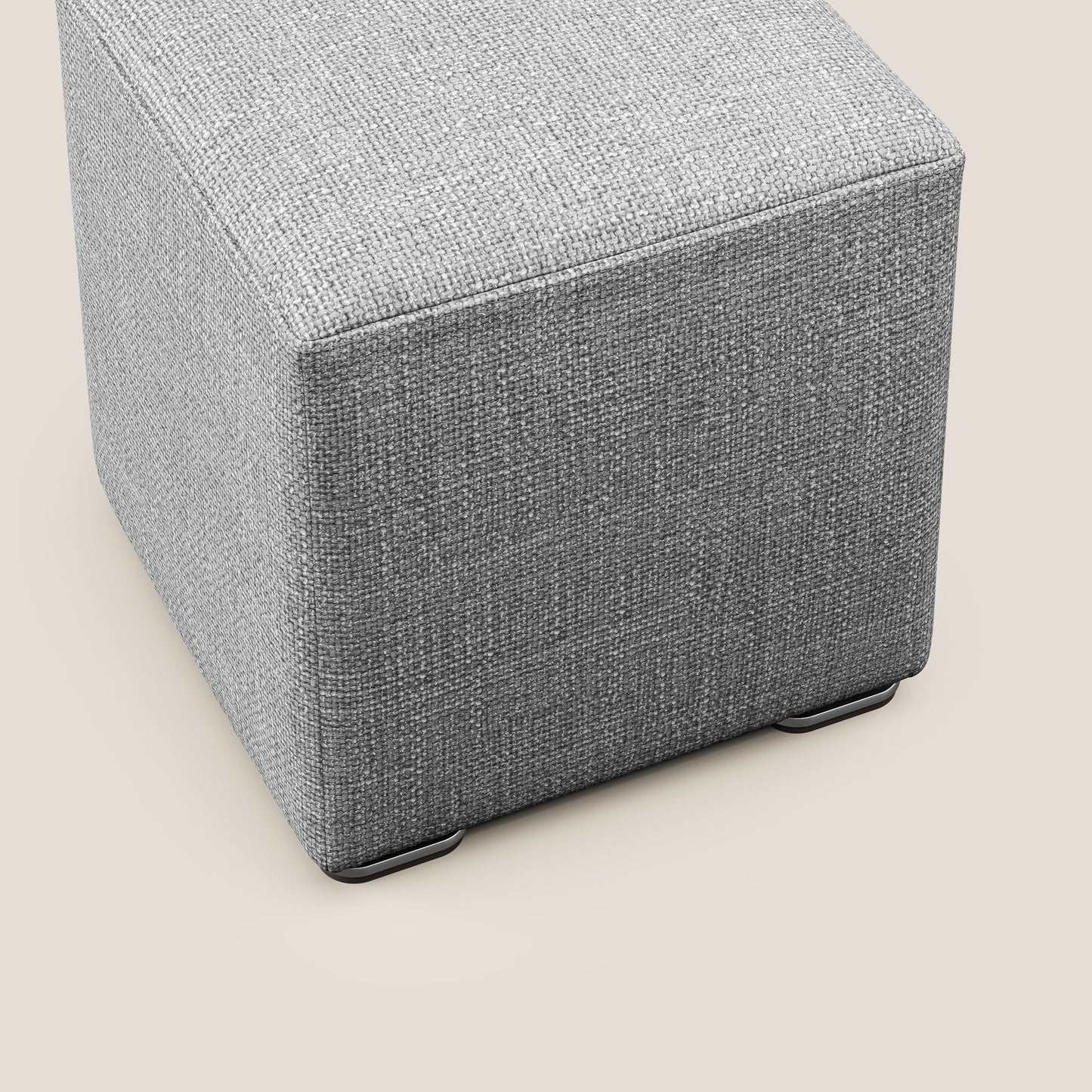 Pouf Cube in morbido tessuto impermeabile ad intreccio melangiato T06 grigio