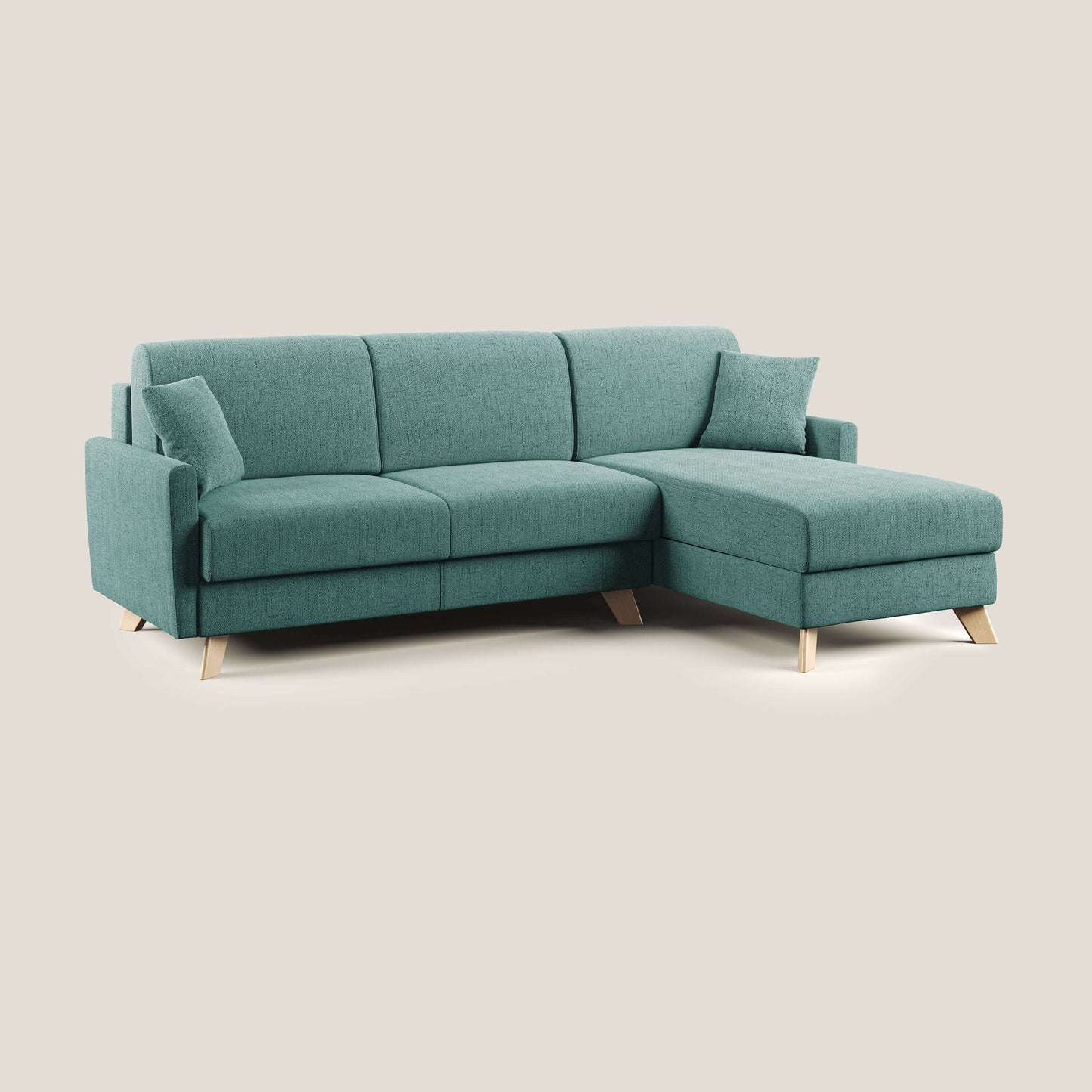 Edgar divano letto angolare in tessuto felis impermeabile T03 verde acqua