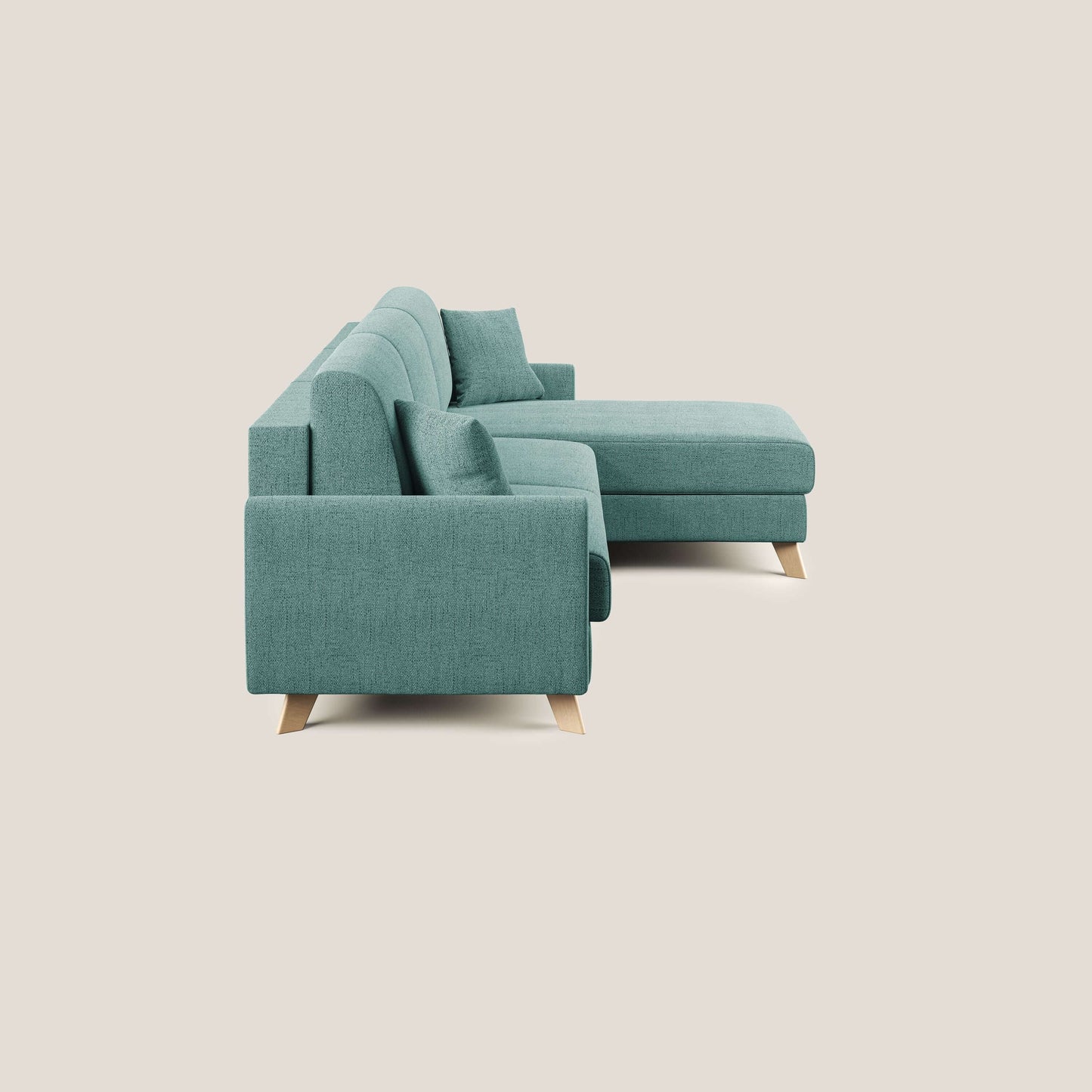 Edgar divano letto angolare in tessuto felis impermeabile T03 verde acqua