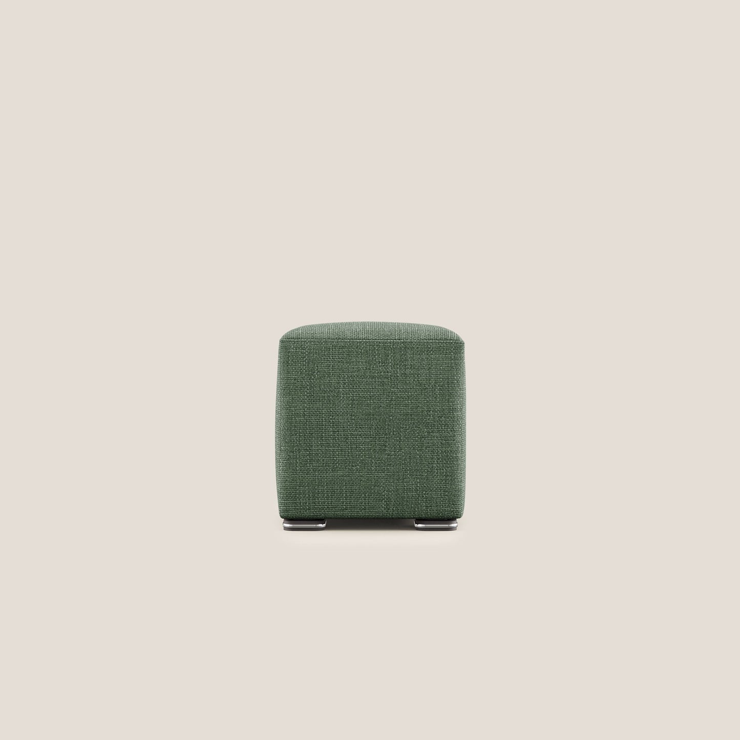 Pouf cubo in morbido tessuto impermeabile ad intreccio melangiato T06 verde