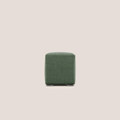 Pouf cubo in morbido tessuto impermeabile ad intreccio melangiato T06 verde
