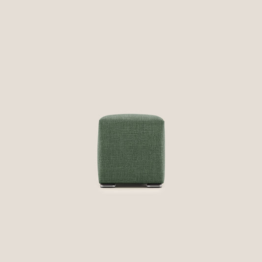 Pouf cubo in morbido tessuto impermeabile ad intreccio melangiato T06 verde