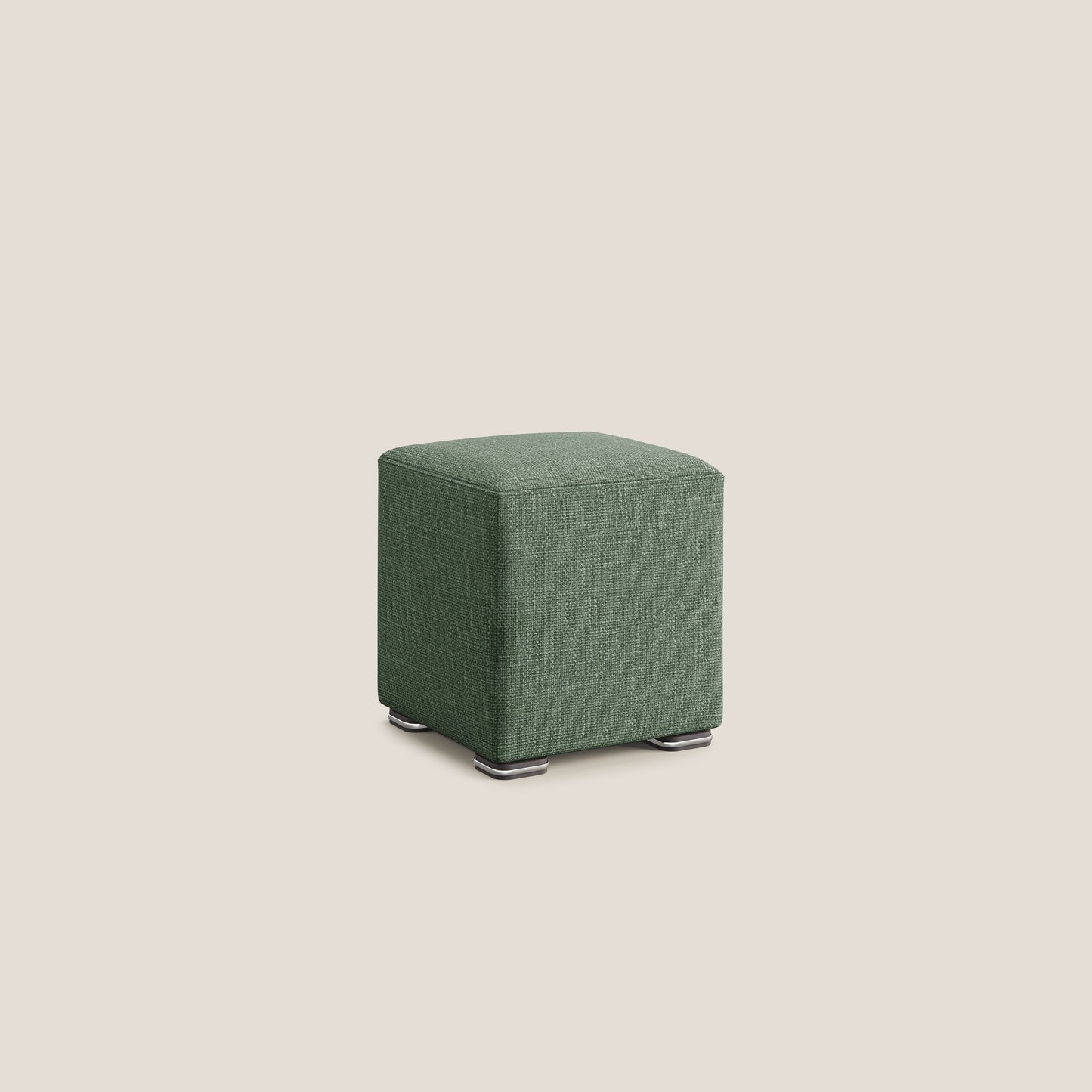 Pouf cubo in morbido tessuto impermeabile ad intreccio melangiato T06 verde