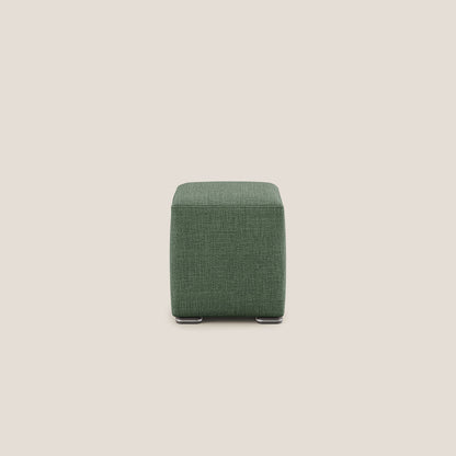 Pouf cubo in morbido tessuto impermeabile ad intreccio melangiato T06 verde