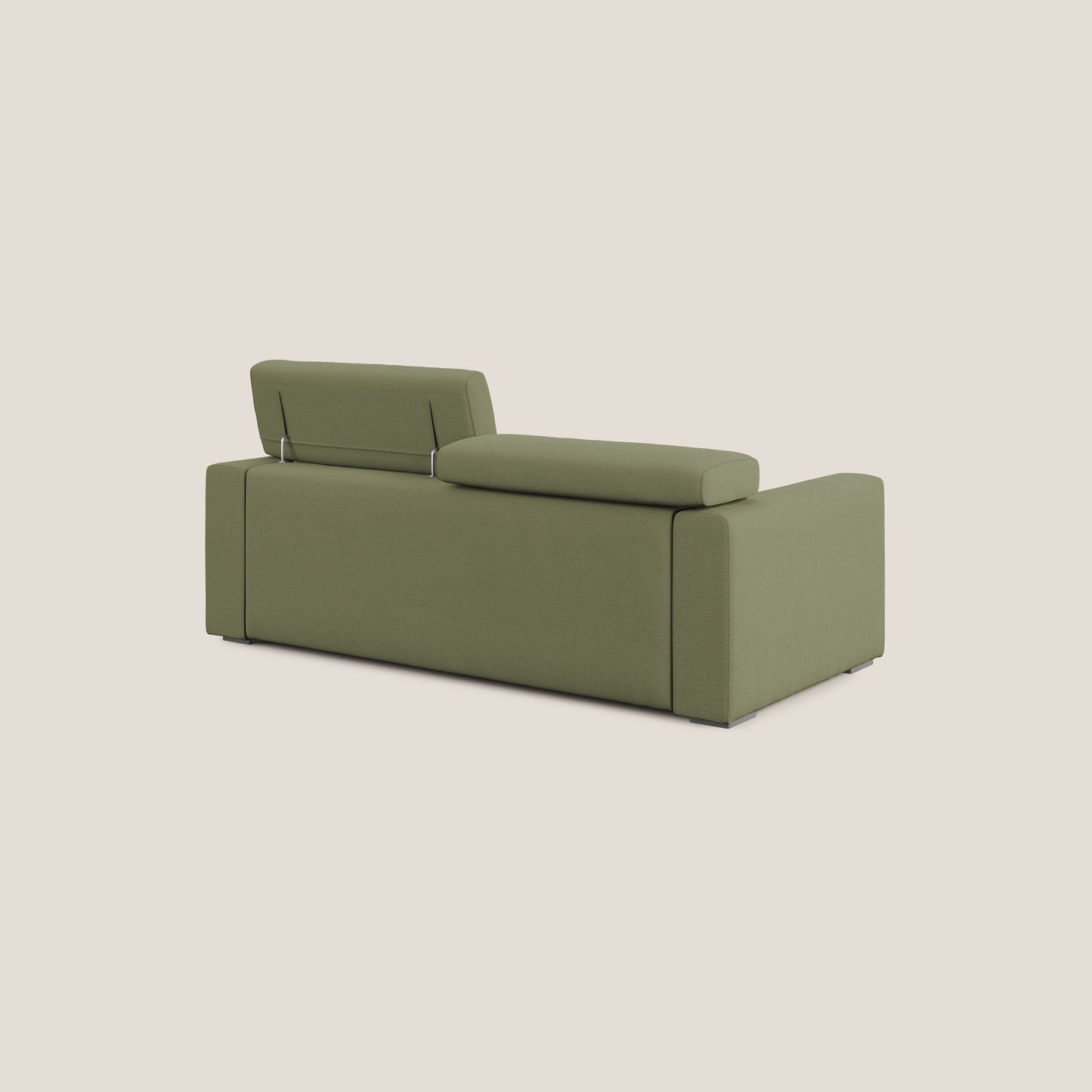 Dylan divano allungabile con pouf estraibile poggiapiedi in tessuto fiammato simil cotone impermeabile T19 verde