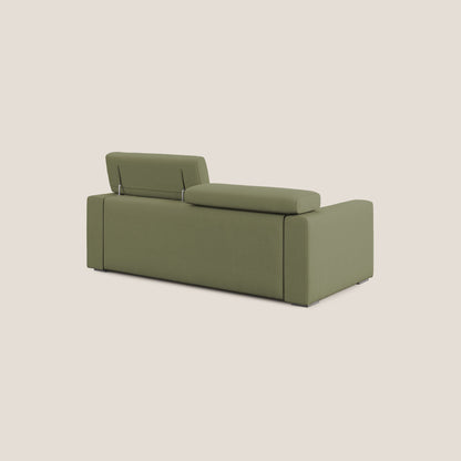 Dylan divano allungabile con pouf estraibile poggiapiedi in tessuto fiammato simil cotone impermeabile T19 verde