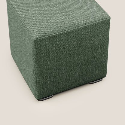 Pouf cubo in morbido tessuto impermeabile ad intreccio melangiato T06 verde