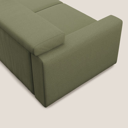 Dylan divano allungabile con pouf estraibile poggiapiedi in tessuto fiammato simil cotone impermeabile T19 verde