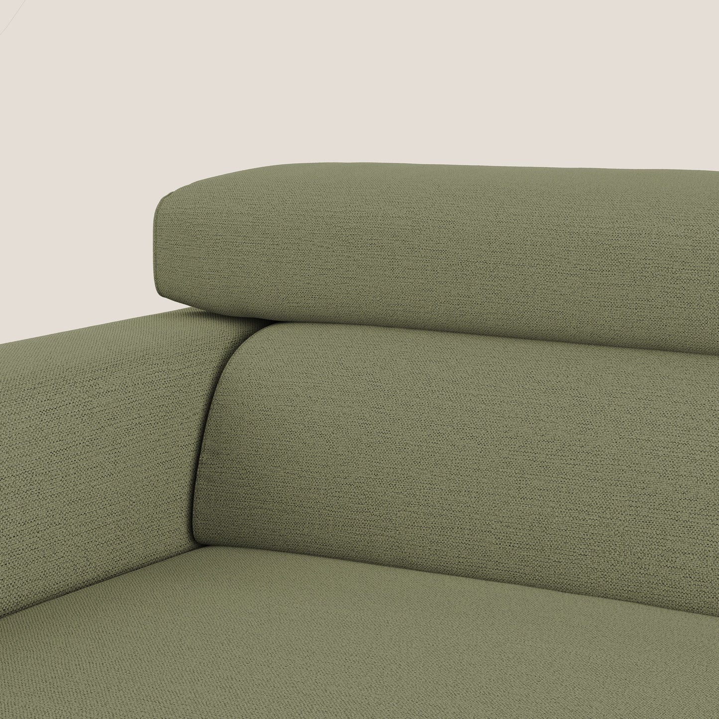 Dylan divano allungabile con pouf estraibile poggiapiedi in tessuto fiammato simil cotone impermeabile T19 verde