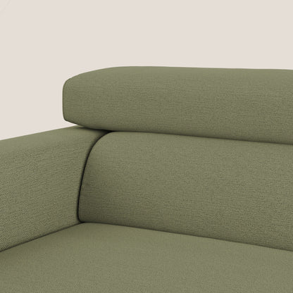 Dylan divano allungabile con pouf estraibile poggiapiedi in tessuto fiammato simil cotone impermeabile T19 verde