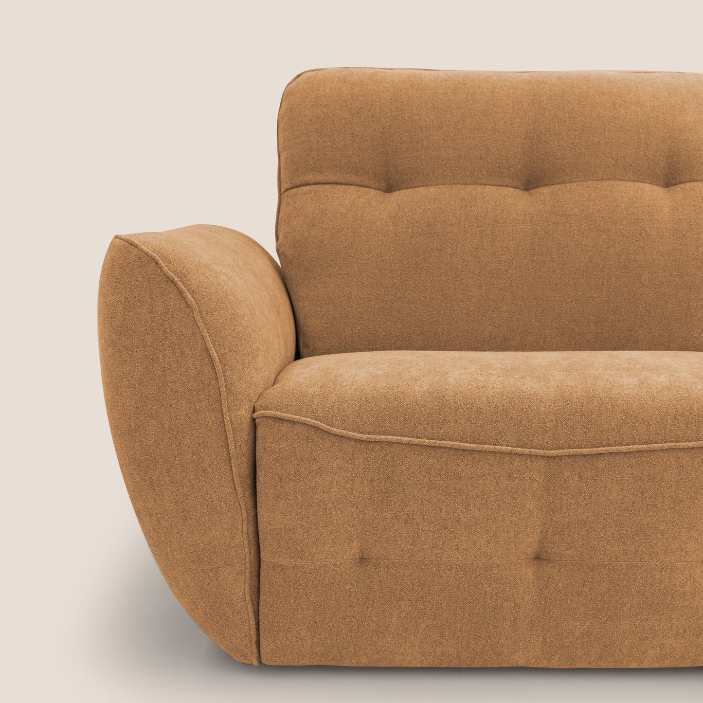 Cerbero divano angolare con pouf mobile in morbido bouclé impermeabile T07 arancio