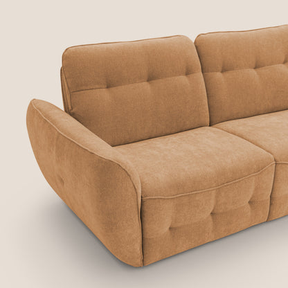 Cerbero divano angolare con pouf mobile in morbido bouclé impermeabile T07 arancio