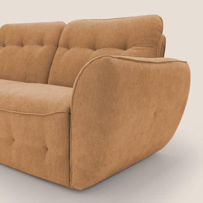 Cerbero divano angolare con pouf mobile in morbido bouclé impermeabile T07 arancio