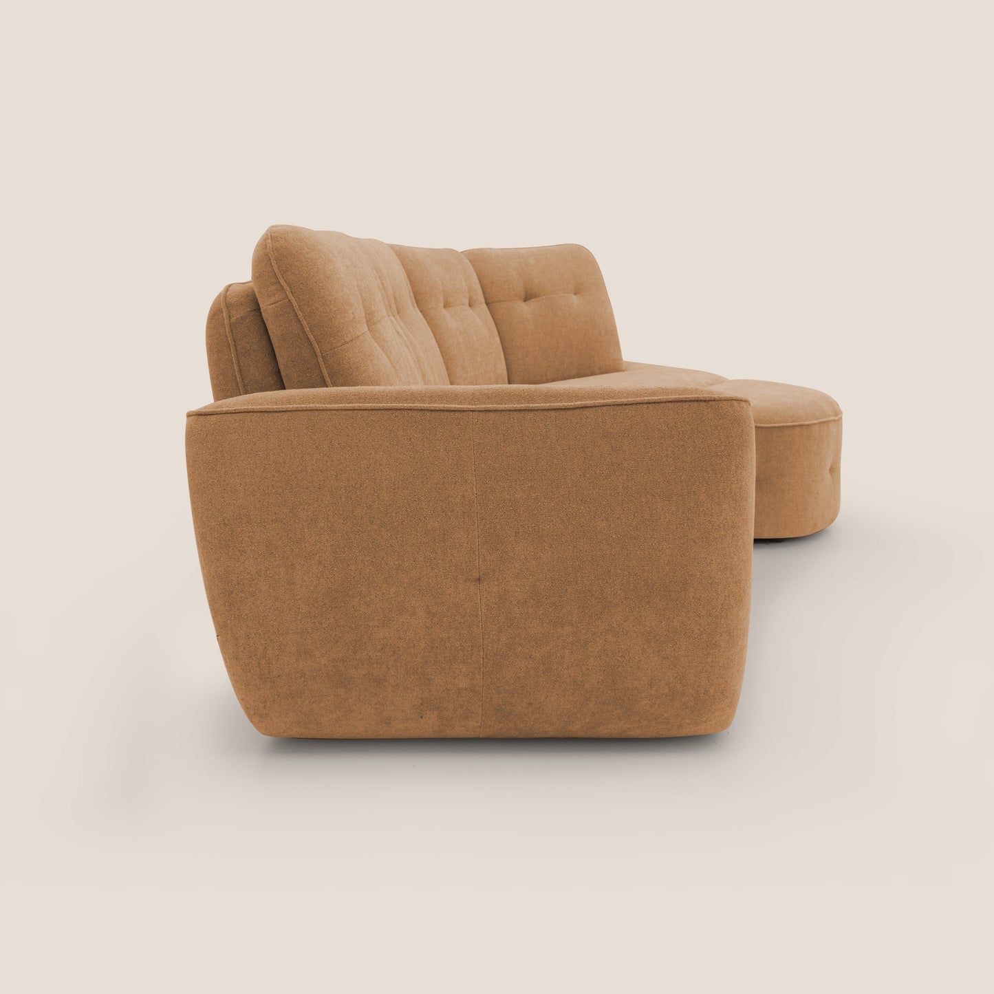 Cerbero divano angolare con pouf mobile in morbido bouclé impermeabile T07 arancio