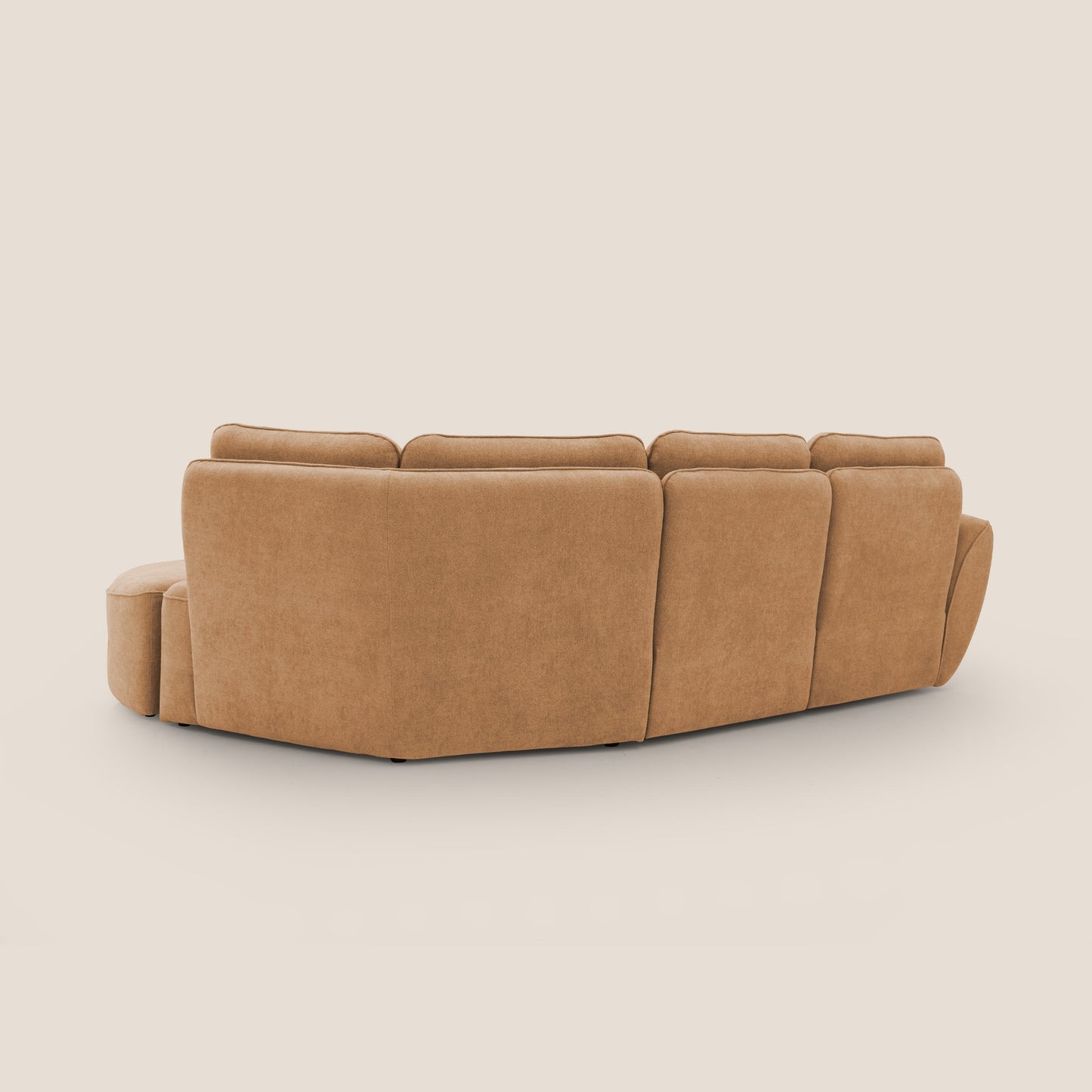 Cerbero divano angolare con pouf mobile in morbido bouclé impermeabile T07 arancio