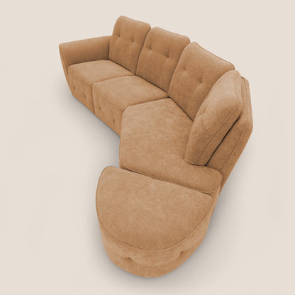 Cerbero divano angolare con pouf mobile in morbido bouclé impermeabile T07 arancio